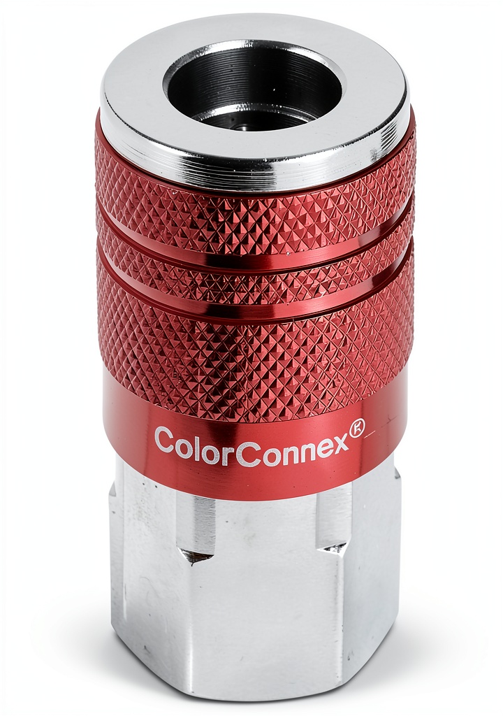 Installing Legacy Red Coupler FNPT 8-Pack Alloy Steel Aluminum Fittings on a wooden workbench