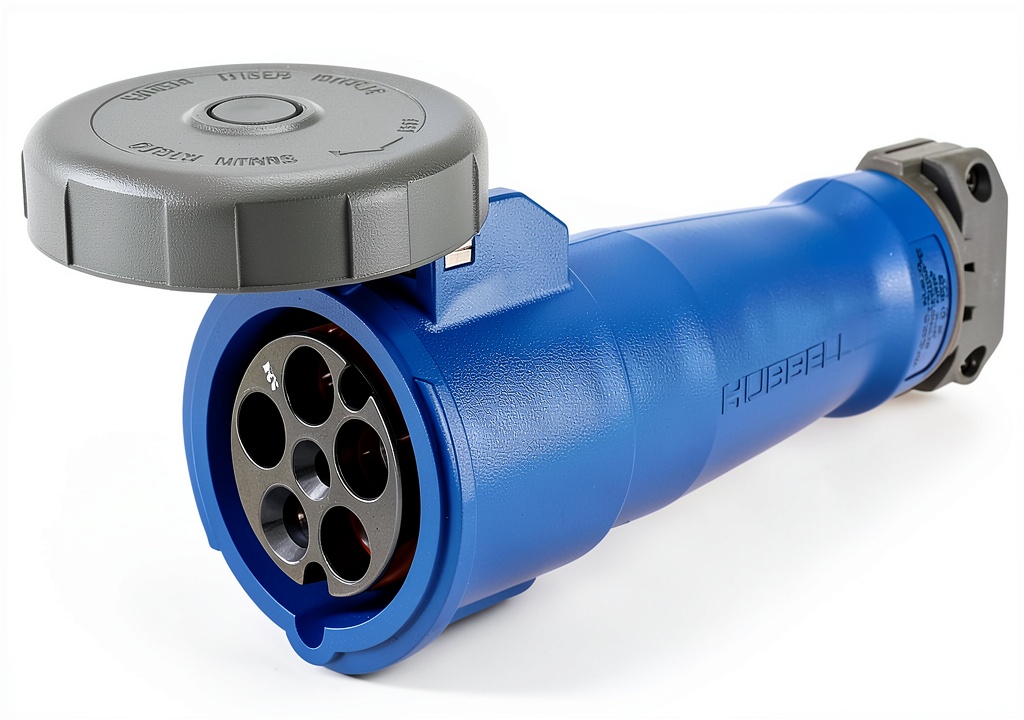 Hubbell quick-connect fitting in a blue composite design