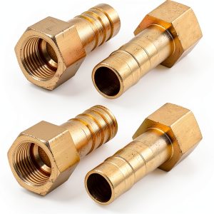Hose Barb Coupler Brass Gold BSP Thread Industrial Fittings-0
