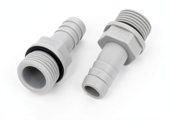 Hose Barb Coupler Plastic Gray 16mm BSP Thread uxcell-0