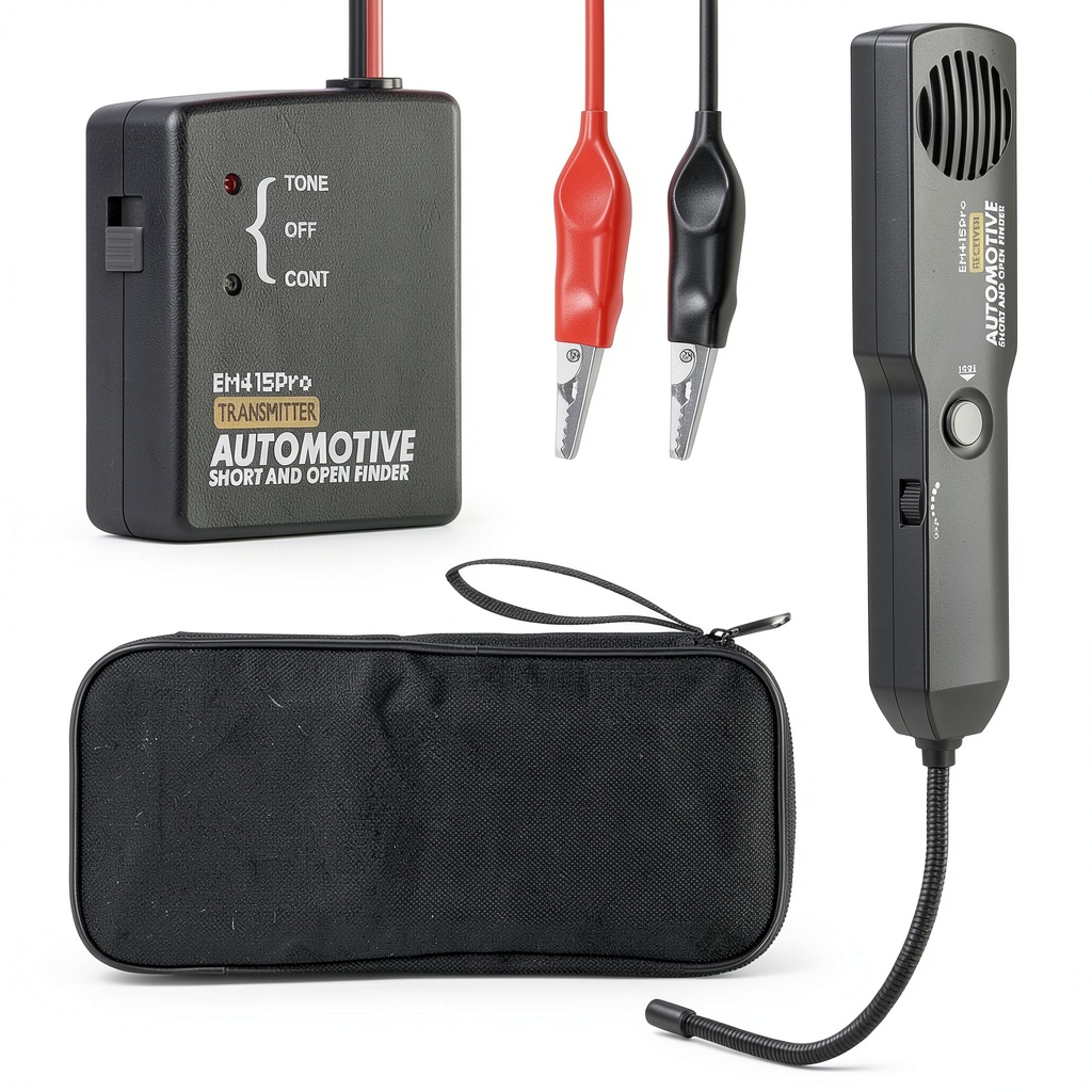 QUHUAMAO Circuit Breaker Finder with flexible probe in use on a car engine