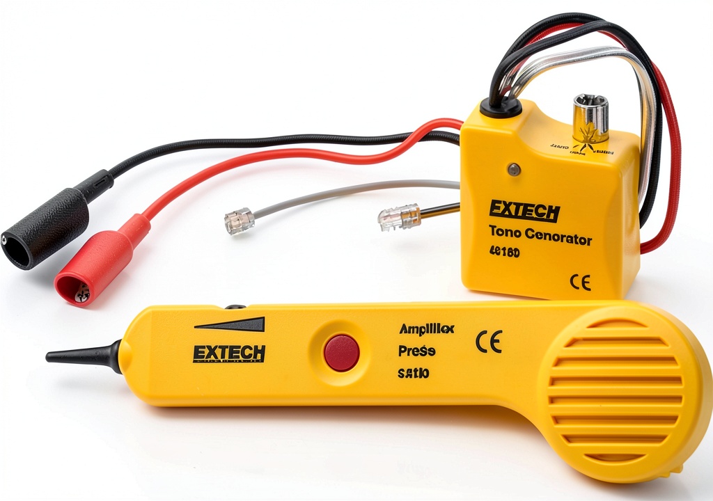 Extech 40180 Wire Tracer with alligator clips and connectors on a workbench
