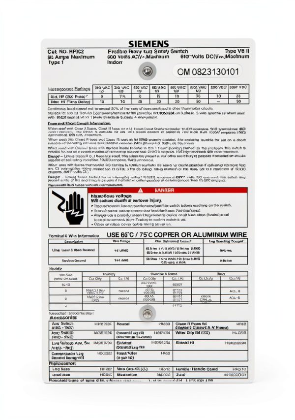 Siemens HF362 60A 3‑Pole 600V Fused Heavy‑Duty Safety Switch-2