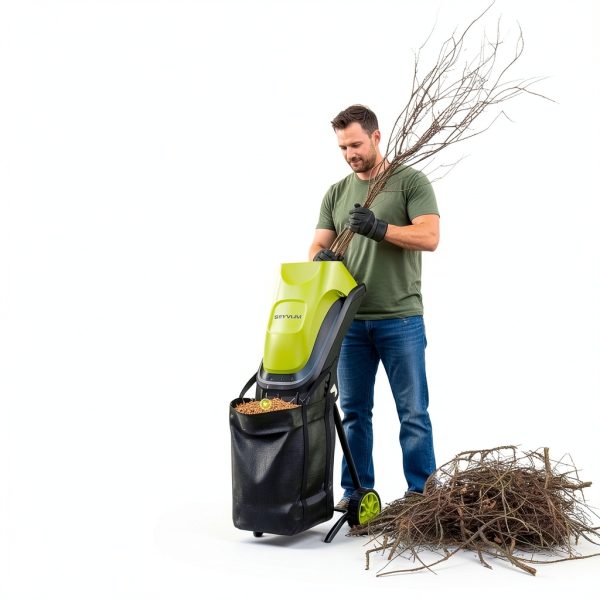 Electric Wood Chipper SEYVUM 15-Amp Corded Shredder with 45L Bag-6