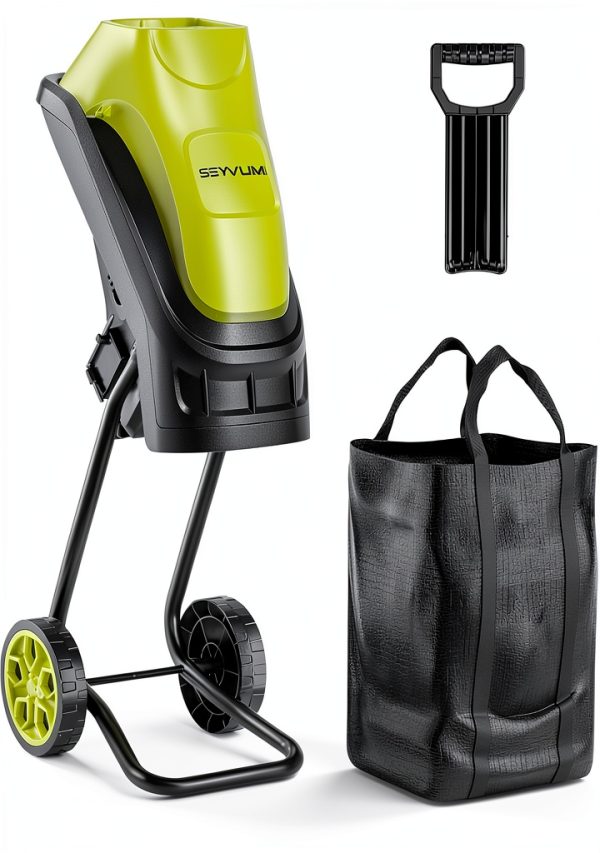 Electric Wood Chipper SEYVUM 15-Amp Corded Shredder with 45L Bag-0