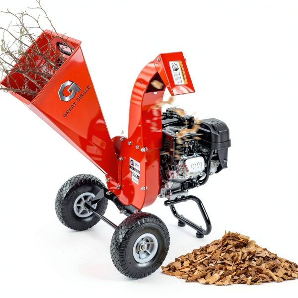 GreatCircleUSA Mini Wood Chipper Shredder 7HP Gas 3" Max Capacity Red-4