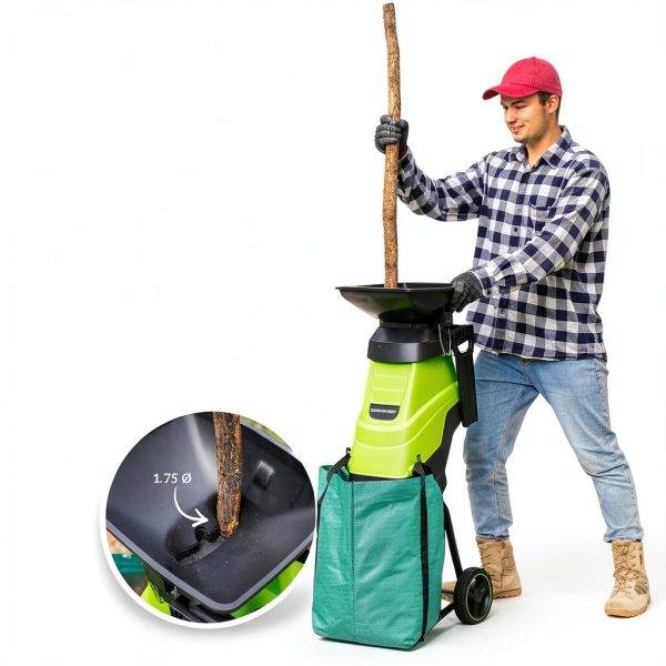 Electric Wood Chipper by GreenSweep GS-CP1 15A Compact Quiet Mulcher-1