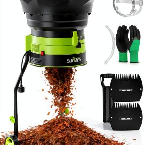 Electric Leaf Mulcher SOYUS 15Amp Shredder 18:1 Reduction 5‑Level Dial-0