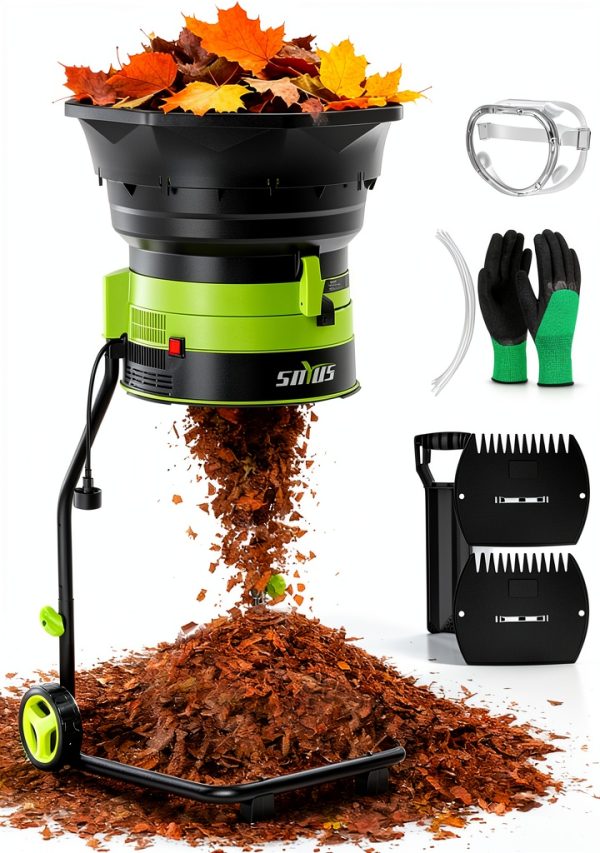 Electric Leaf Mulcher SOYUS 15Amp Shredder 18:1 Reduction 5‑Level Dial-0